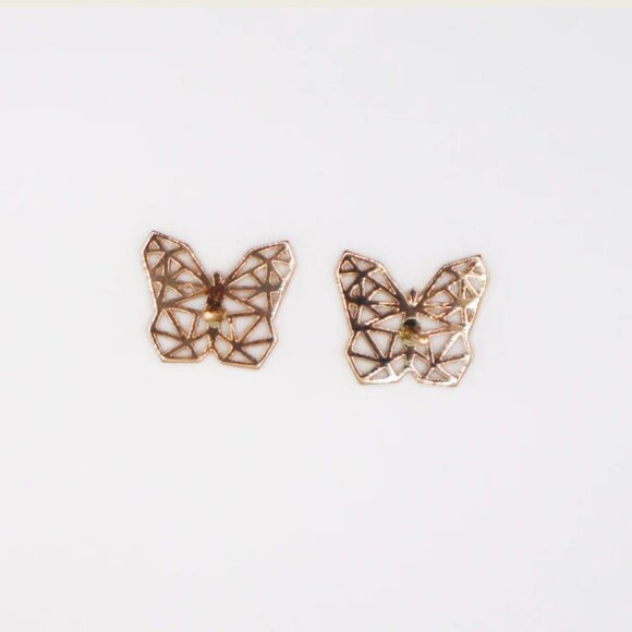 18k yellow Gold Butterfly Earrings - Picture 4 of 4